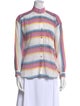 Alix of Bohemia Striped Mock Neck Button-Up Top