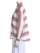 Alix of Bohemia Striped Mock Neck Button-Up Top
