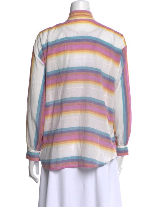 Alix of Bohemia Striped Mock Neck Button-Up Top