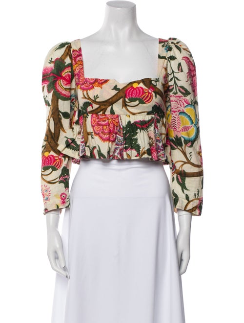 Alix of Bohemia Floral Print Square Neckline Crop Top