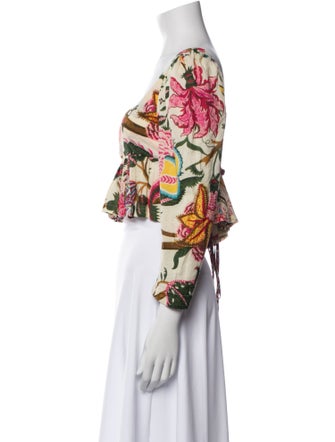 Alix of Bohemia Floral Print Square Neckline Crop Top