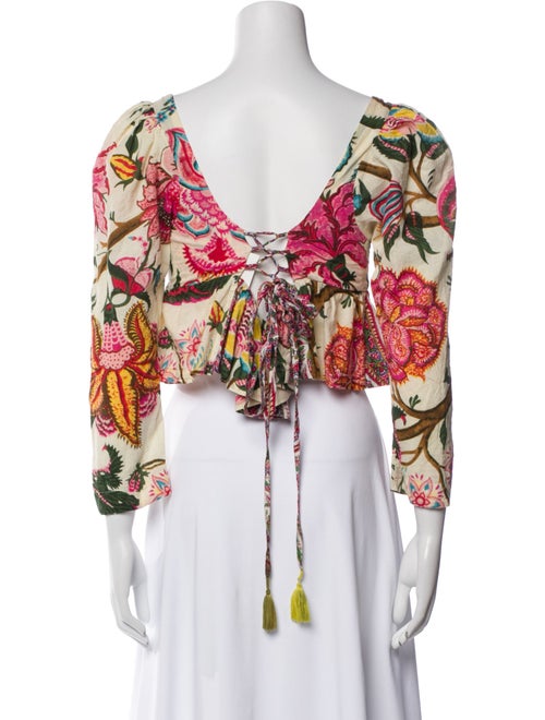 Alix of Bohemia Floral Print Square Neckline Crop Top
