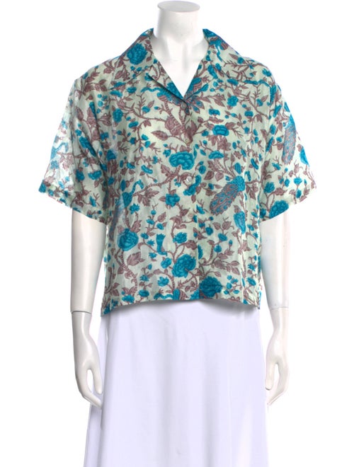 Alix of Bohemia Floral Print Short Sleeve Button-Up Top