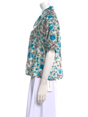 Alix of Bohemia Floral Print Short Sleeve Button-Up Top