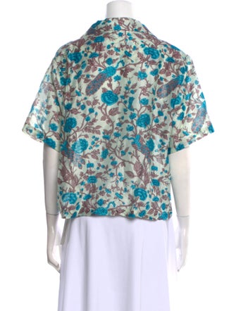 Alix of Bohemia Floral Print Short Sleeve Button-Up Top