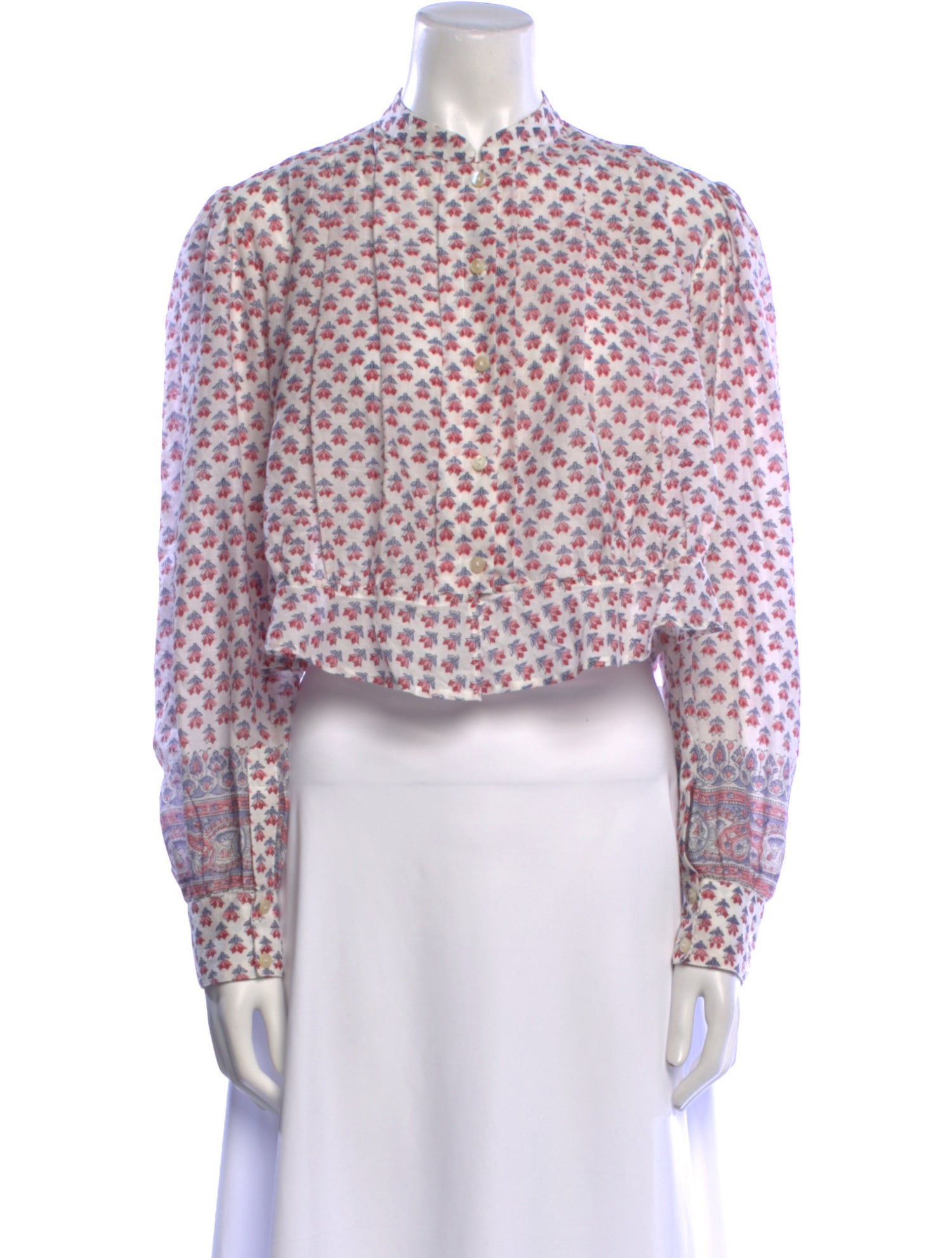 Alix of Bohemia Floral Print Mock Neck Crop Top