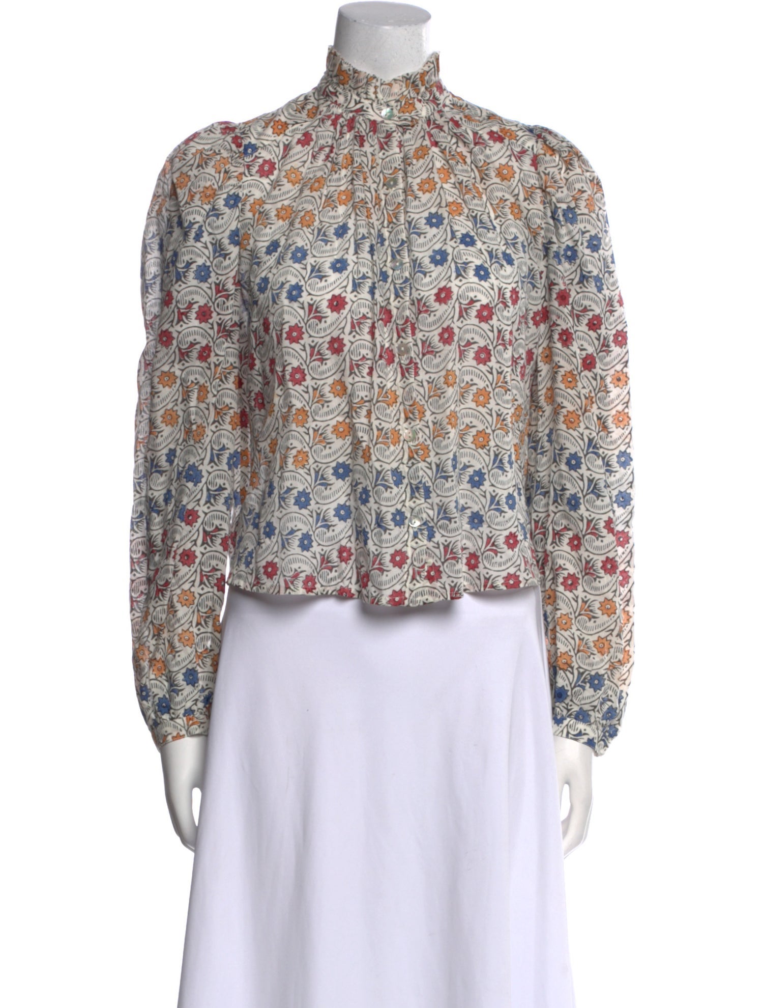 Alix of Bohemia Floral Print Mock Neck Crop Top