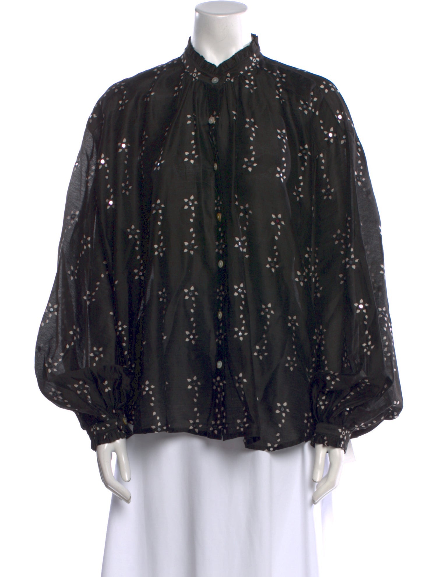 Alix of Bohemia Printed Mock Neck Button-Up Top