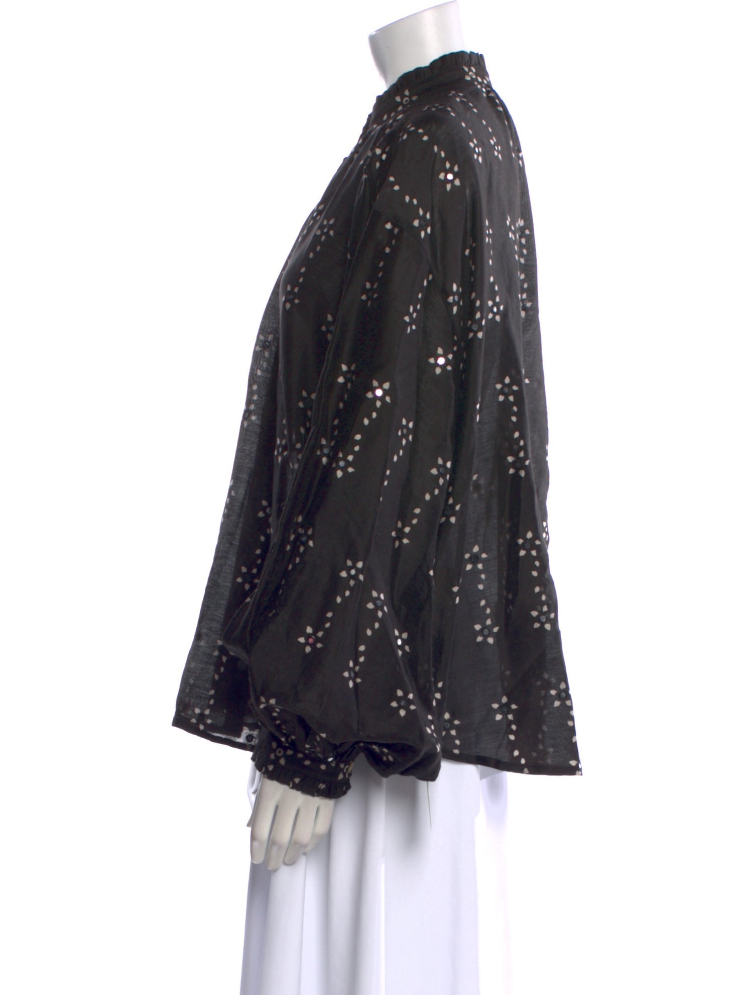 Alix of Bohemia Printed Mock Neck Button-Up Top