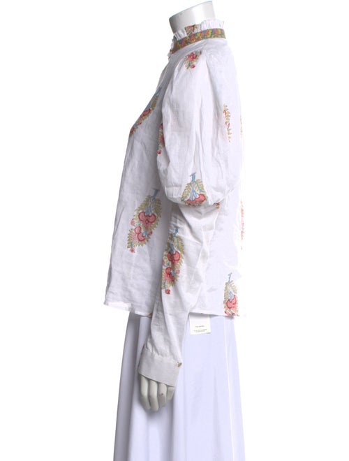 Alix of Bohemia Floral Print Mock Neck Button-Up Top