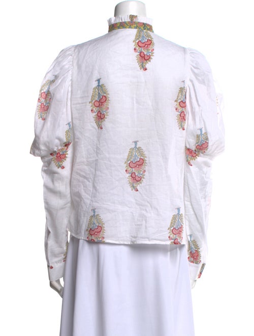 Alix of Bohemia Floral Print Mock Neck Button-Up Top