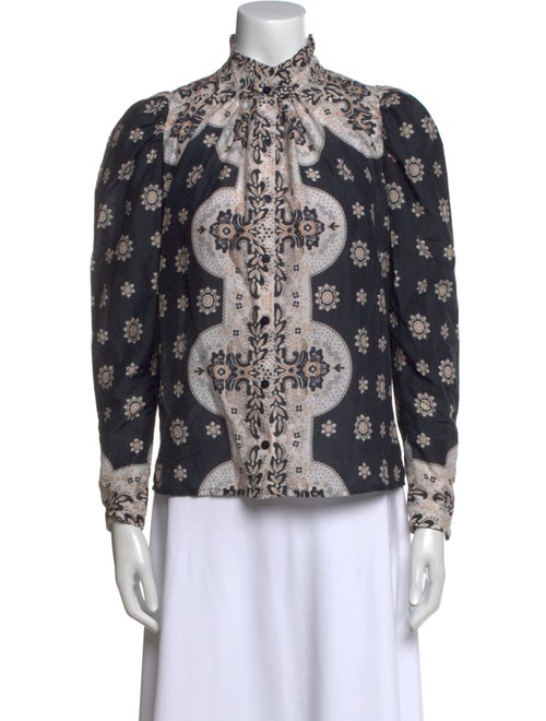 Alix of Bohemia Printed Mock Neck Button-Up Top