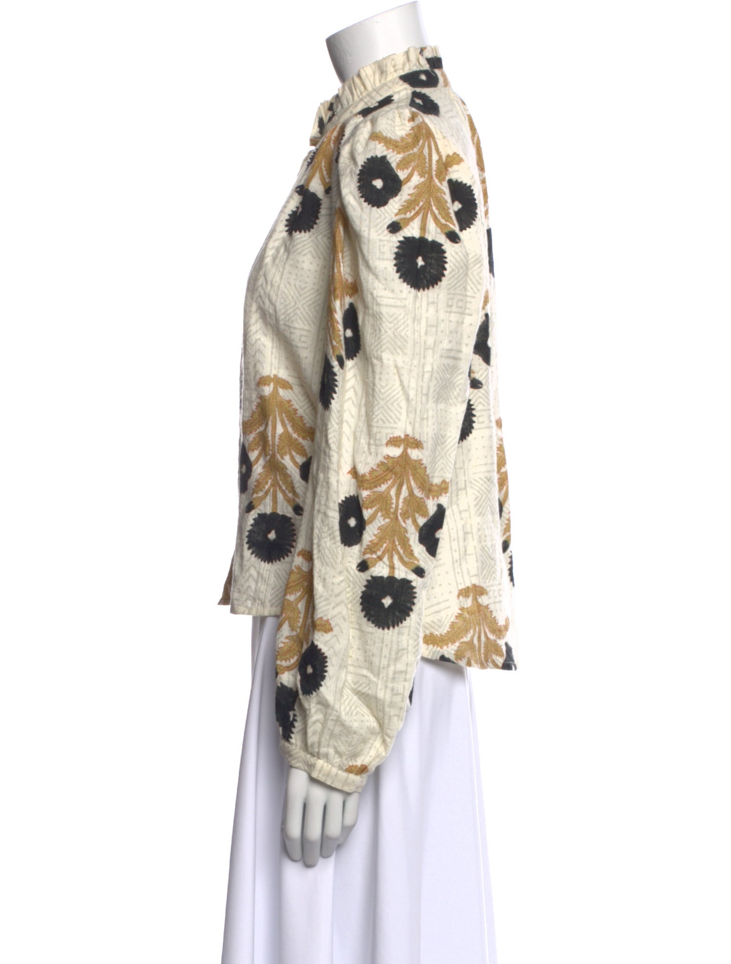 Alix of Bohemia Printed Mock Neck Button-Up Top