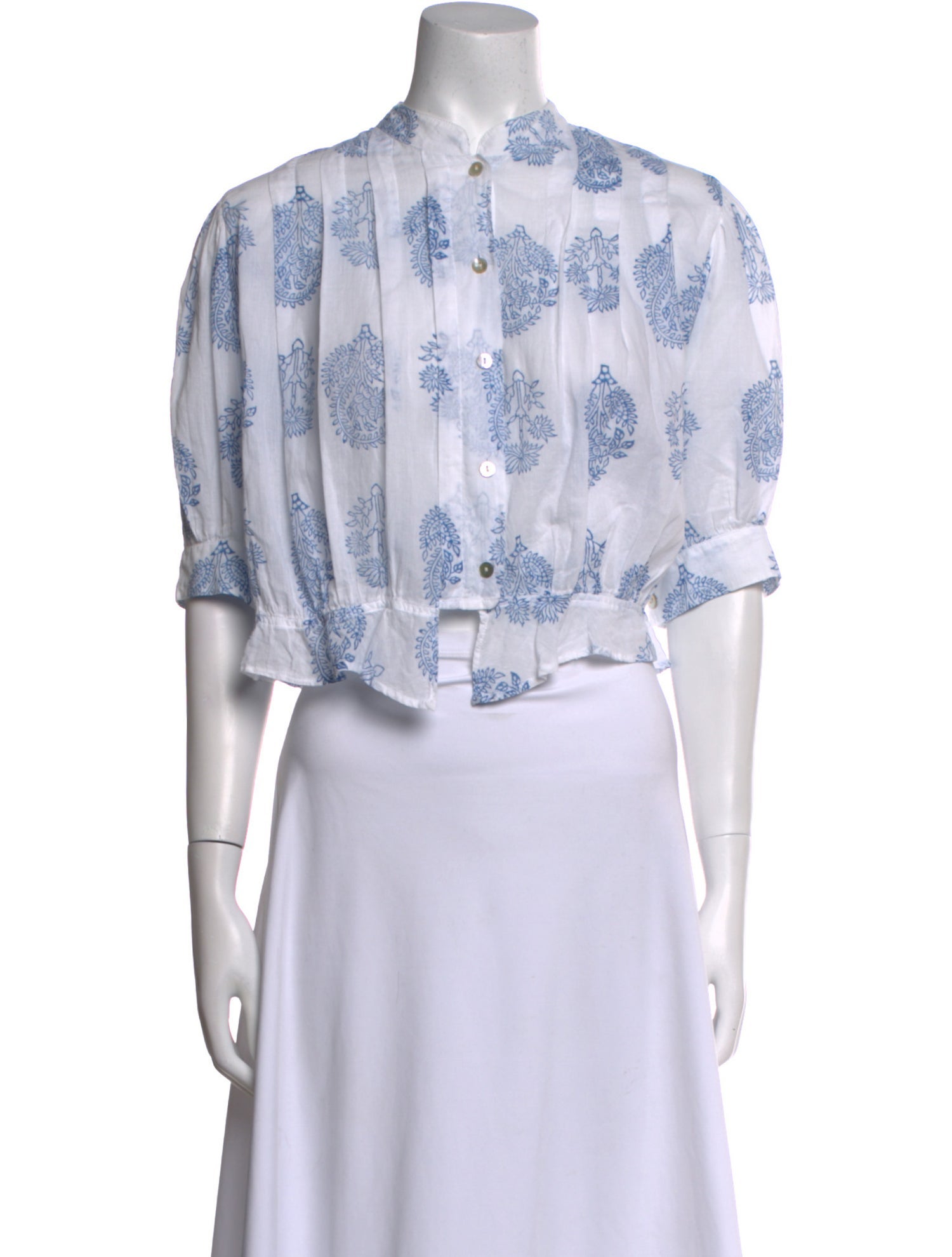 Alix of Bohemia Floral Print Mock Neck Crop Top