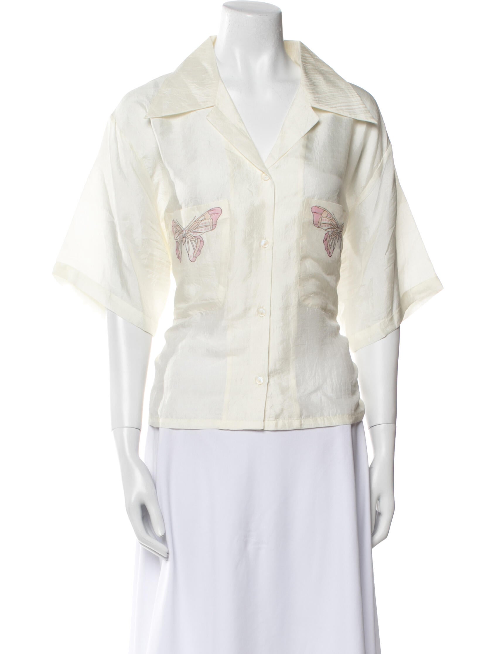 Alix of Bohemia Silk Three-Quarter Sleeve Button-Up Top