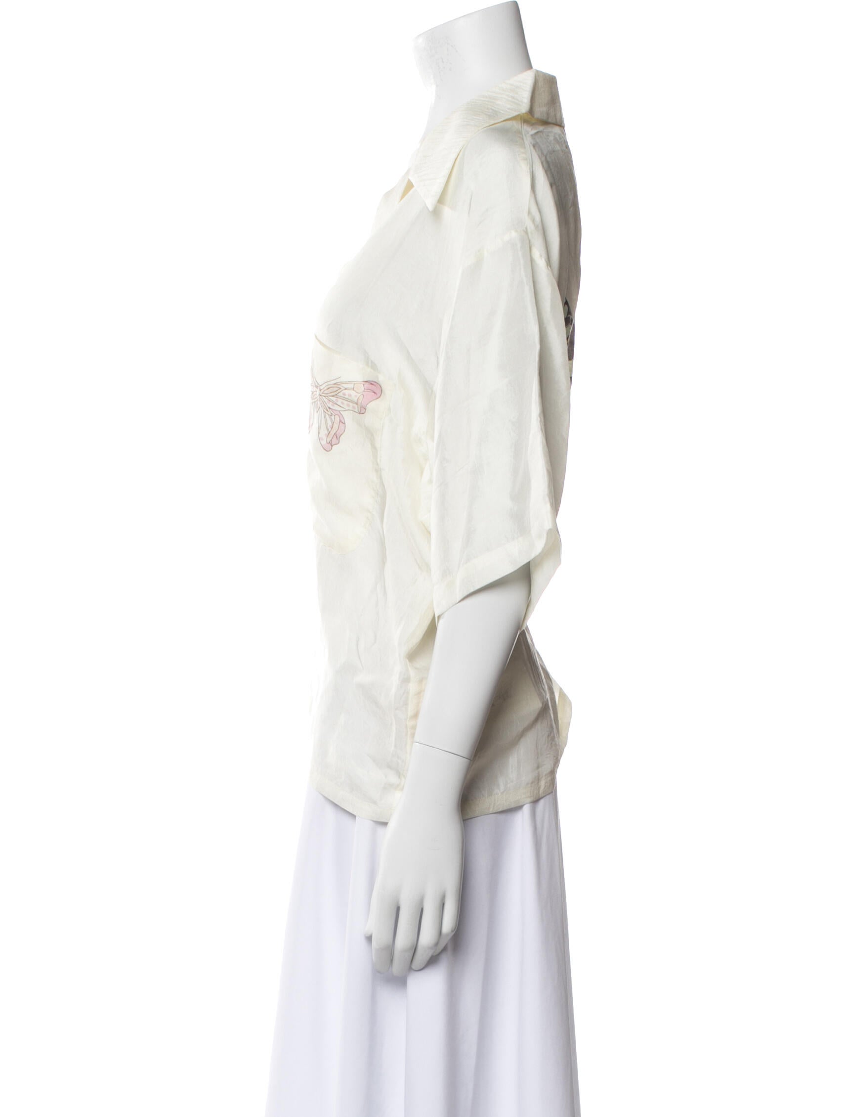 Alix of Bohemia Silk Three-Quarter Sleeve Button-Up Top