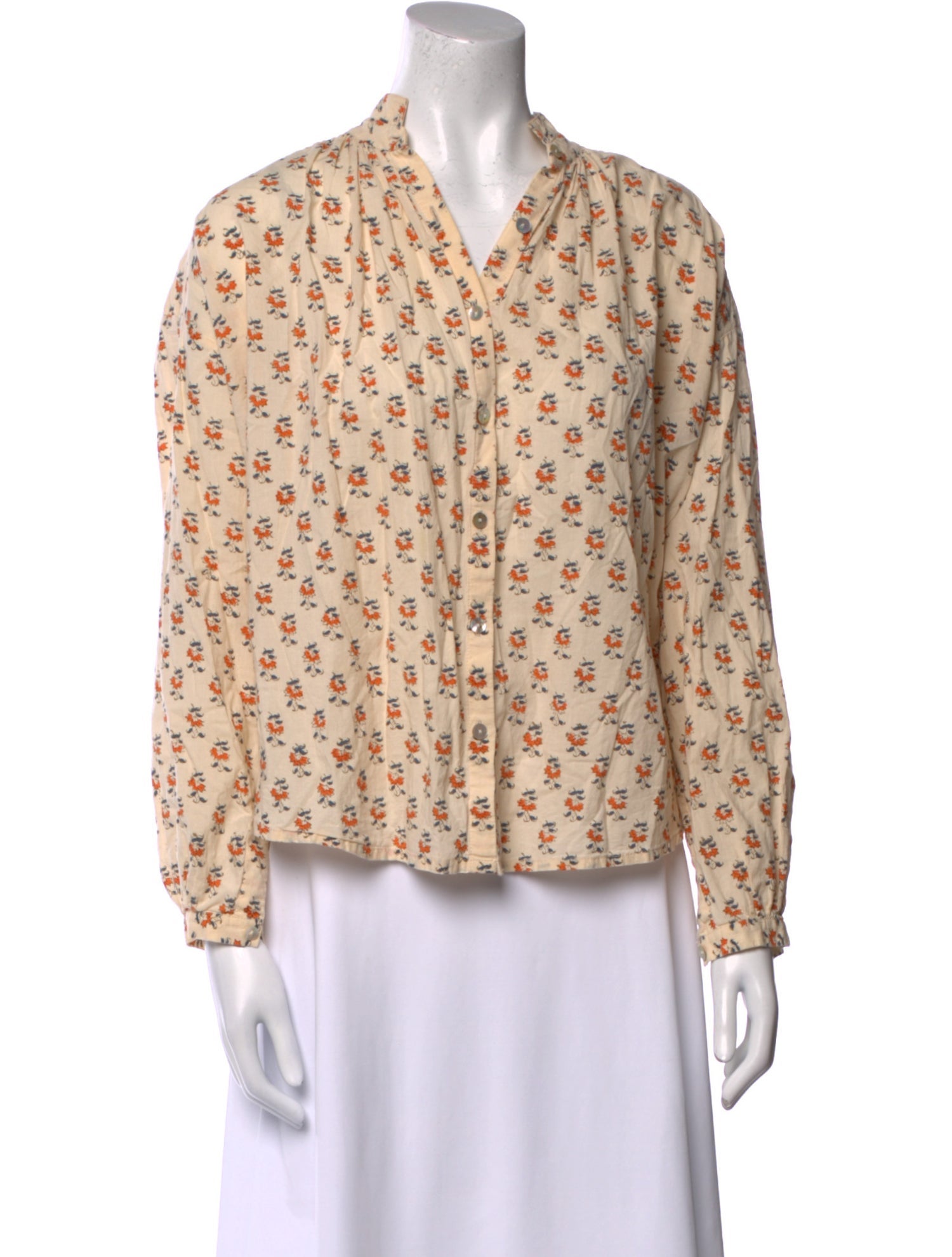 Alix of Bohemia Floral Print V-Neck Button-Up Top