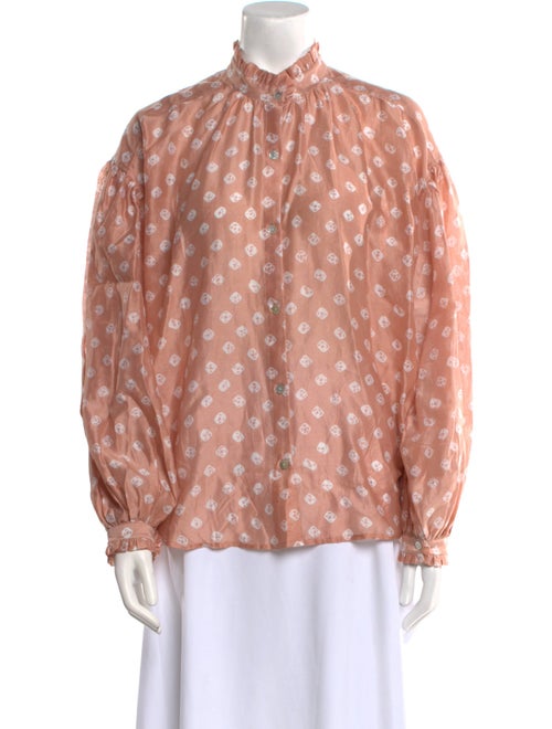 Alix of Bohemia Polka Dot Print Mock Neck Blouse