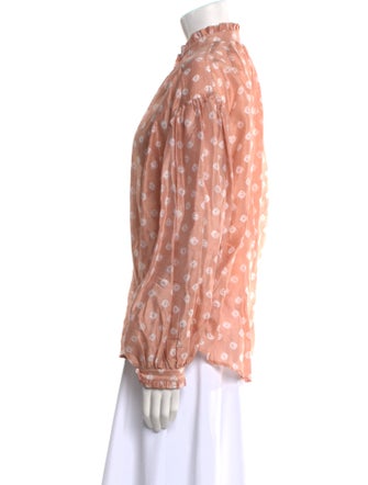 Alix of Bohemia Polka Dot Print Mock Neck Blouse