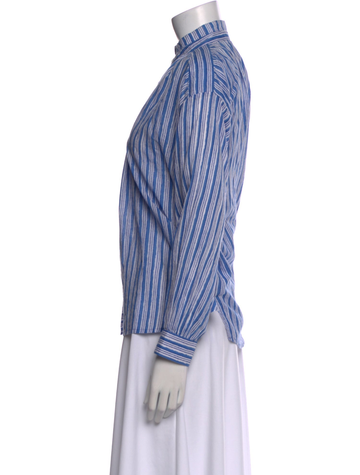 Alix of Bohemia Striped Mock Neck Button-Up Top