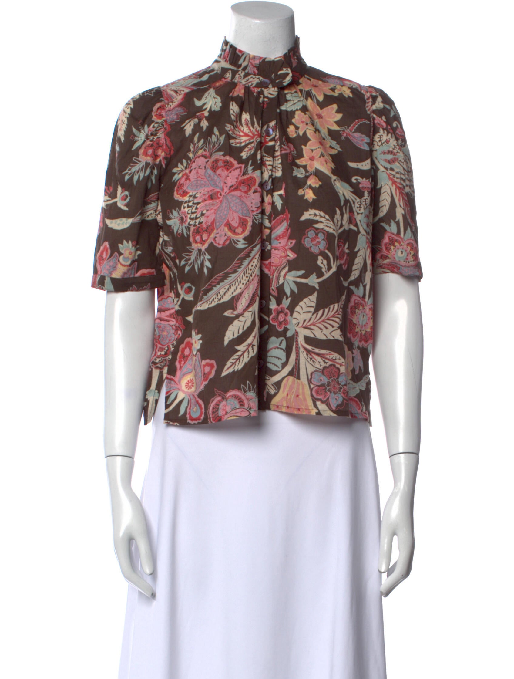 Alix of Bohemia Floral Print Mock Neck Blouse