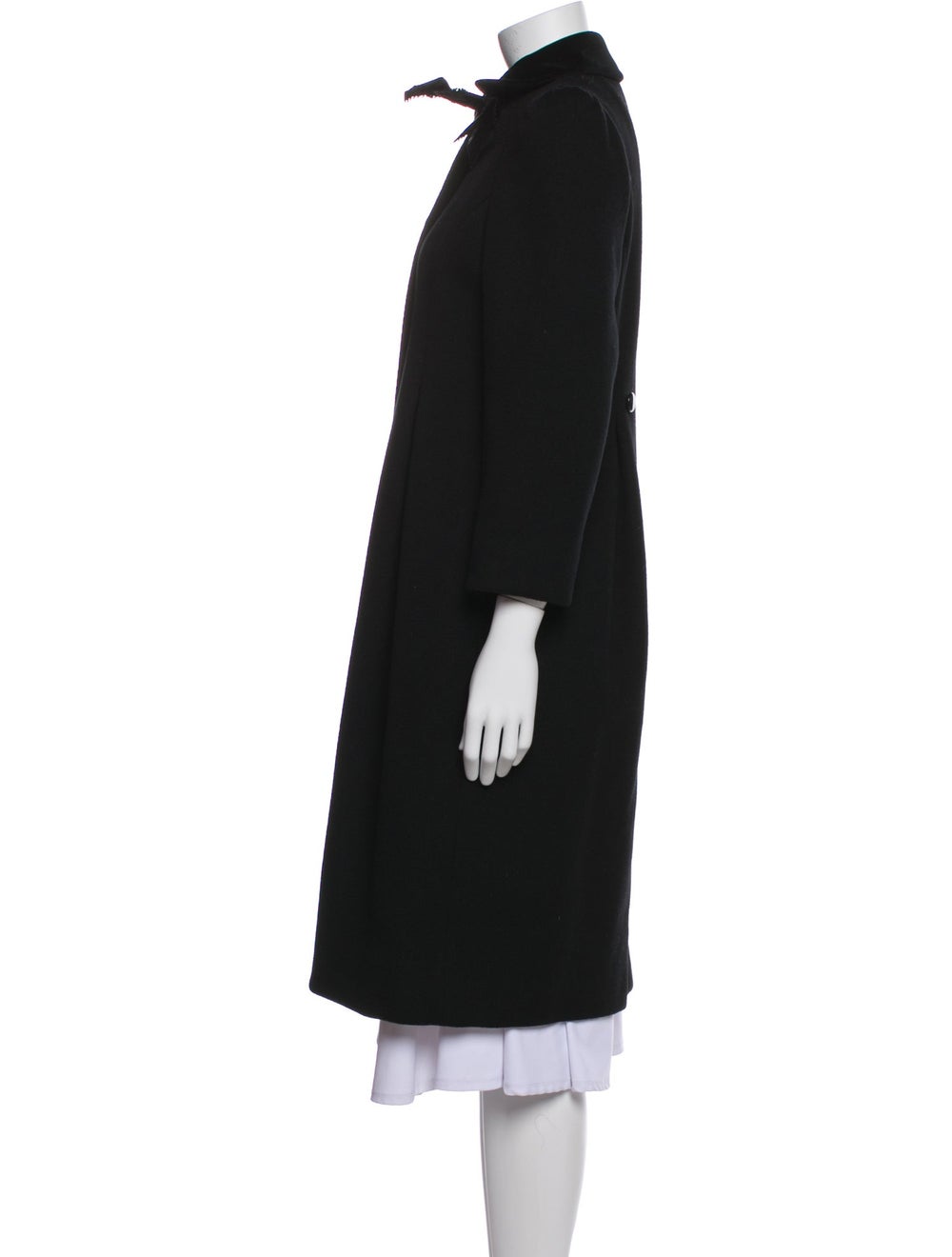 Albert Nipon Coat Black Pointed Collar Long - image 2