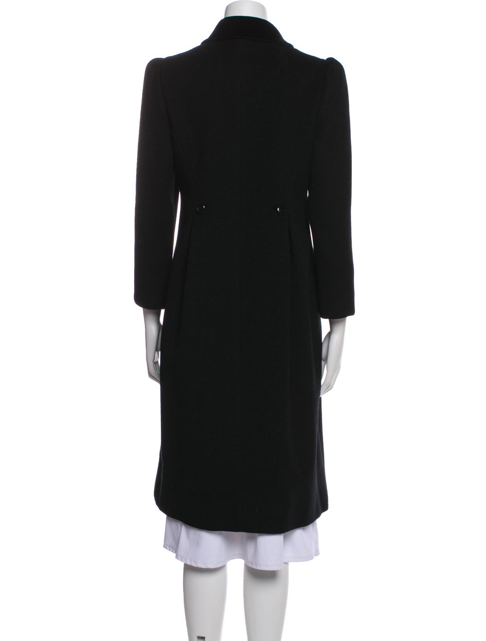 Albert Nipon Coat Black Pointed Collar Long - image 3