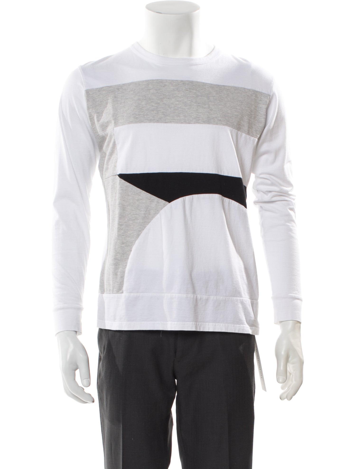 Aloye Colorblock Pattern Crew Neck Henley