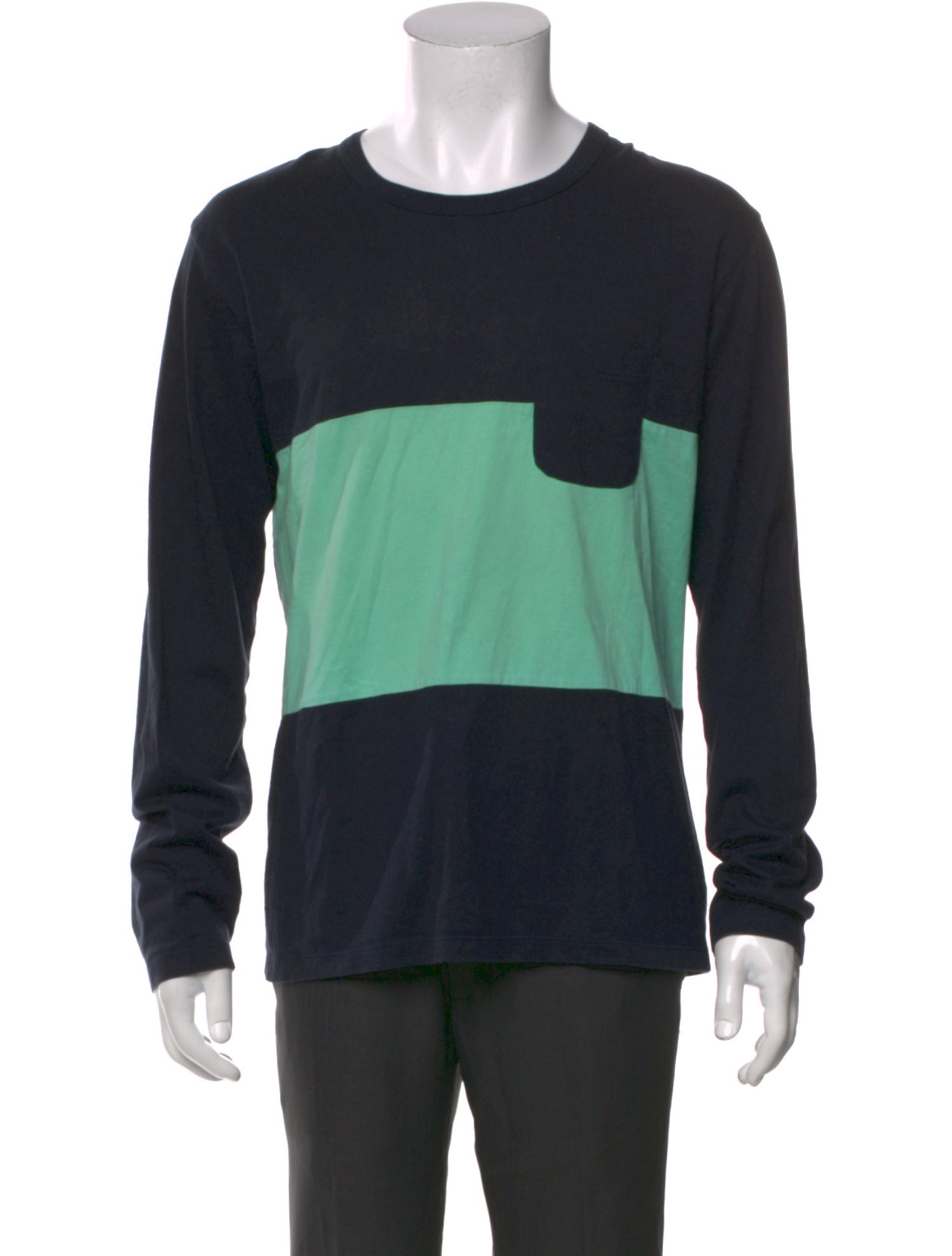 Aloye Colorblock Pattern Crew Neck T-Shirt