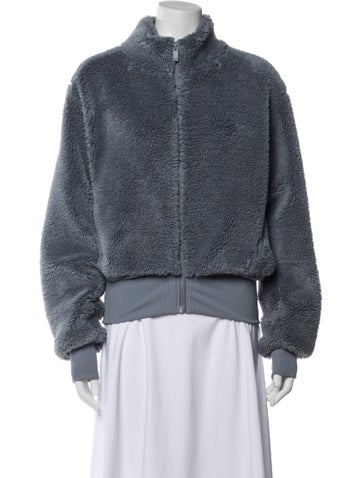 Pre-owned Alo Yoga Faux Fur Jacket In Blue