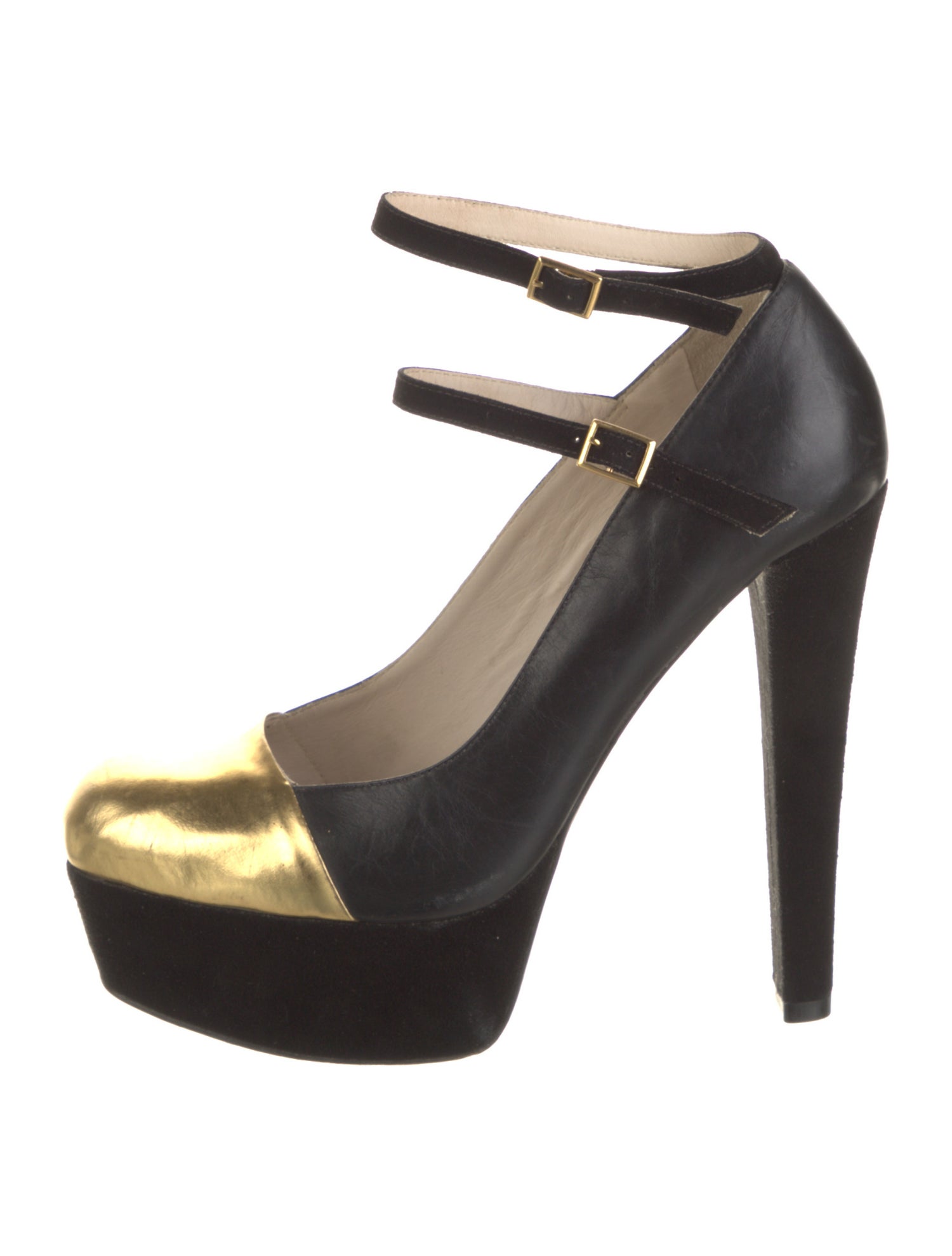 Alepel Leather Colorblock Pattern Pumps