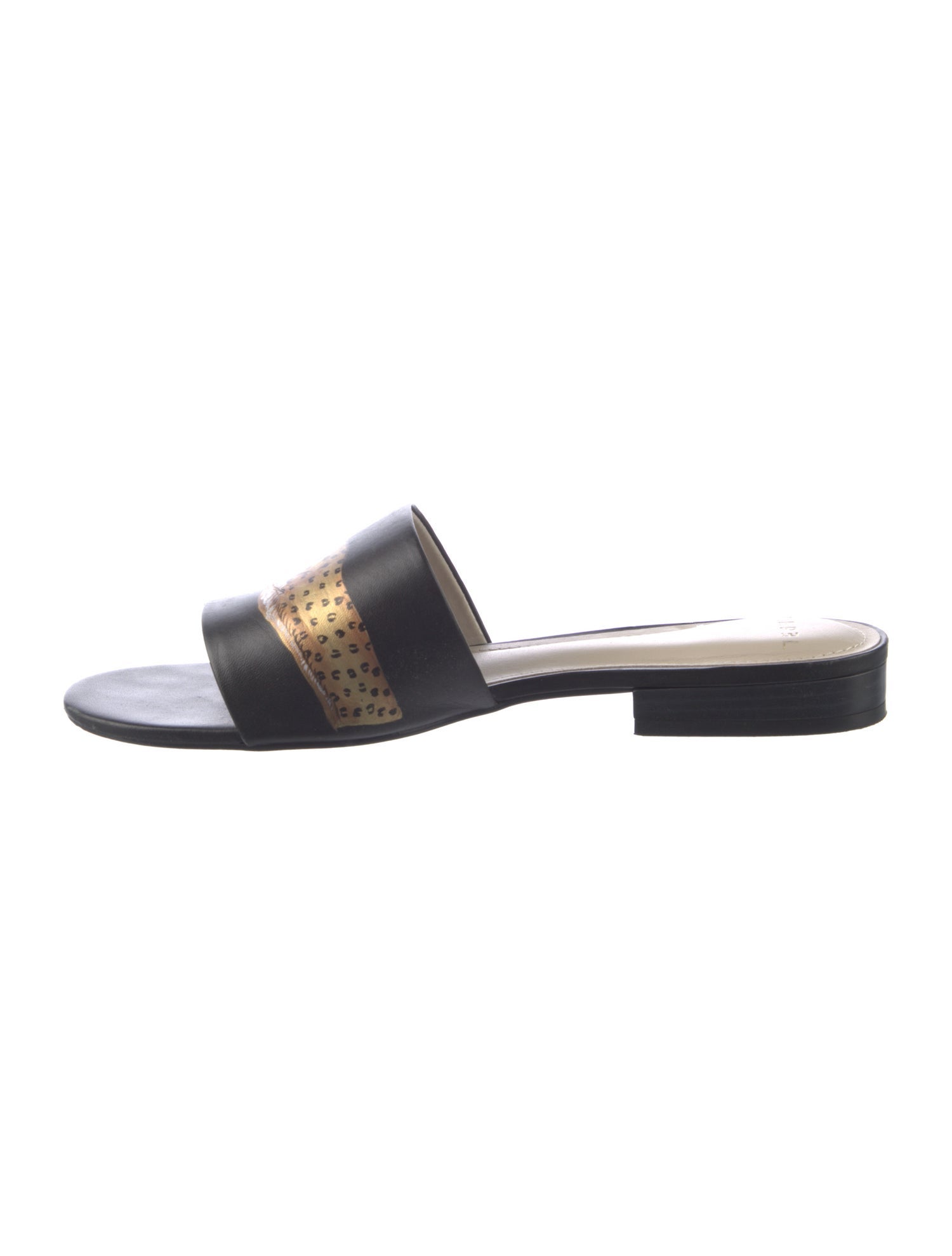 Alepel Leather Animal Print Slides