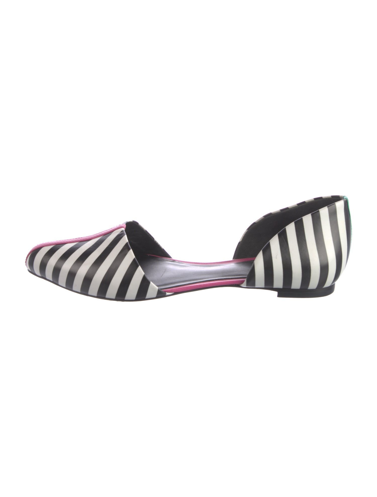 Alepel Leather Striped D'Orsay Flats