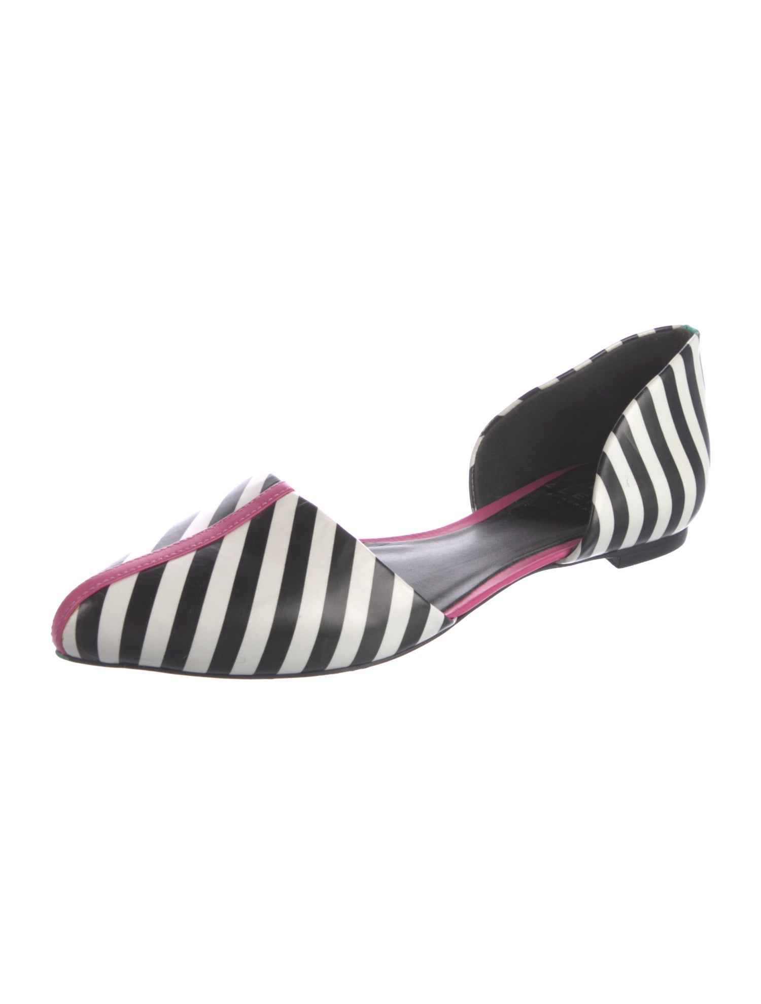 Alepel Leather Striped D'Orsay Flats