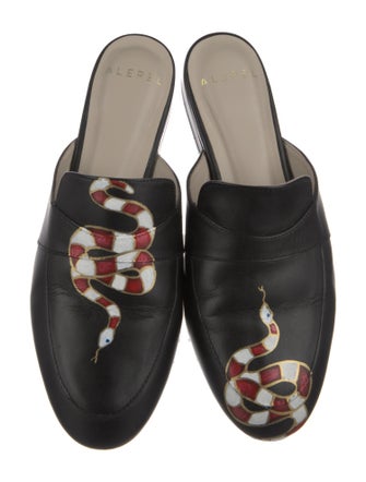 Alepel Leather Graphic Print Mules