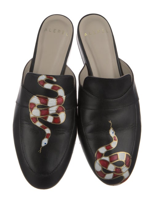 Alepel Leather Graphic Print Mules