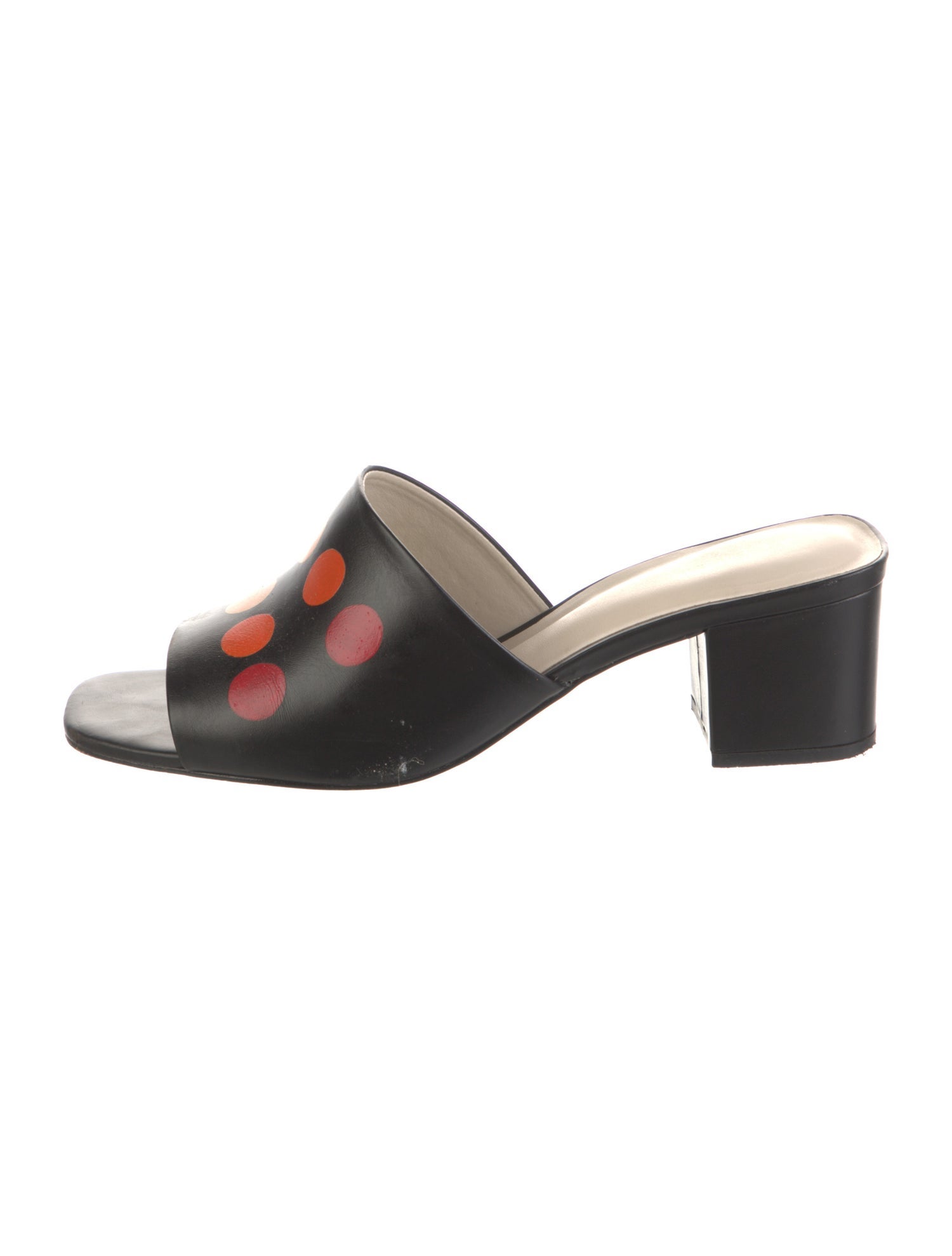 Alepel Leather Polka Dot Print Slides