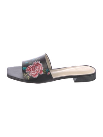 Alepel Leather Floral Print Mules