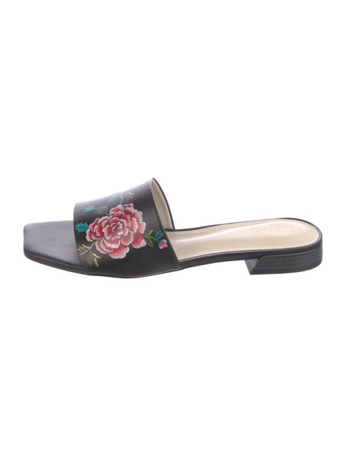 Alepel Leather Floral Print Mules
