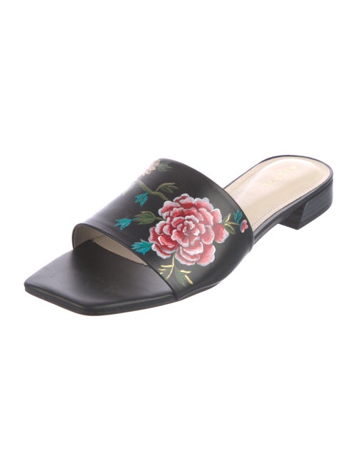 Alepel Leather Floral Print Mules