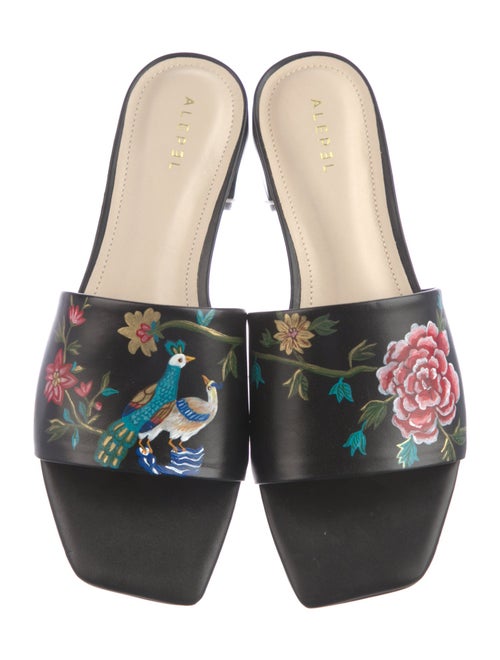 Alepel Leather Floral Print Mules