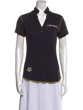 Alp N Rock Graphic Print Mock Neck Polo