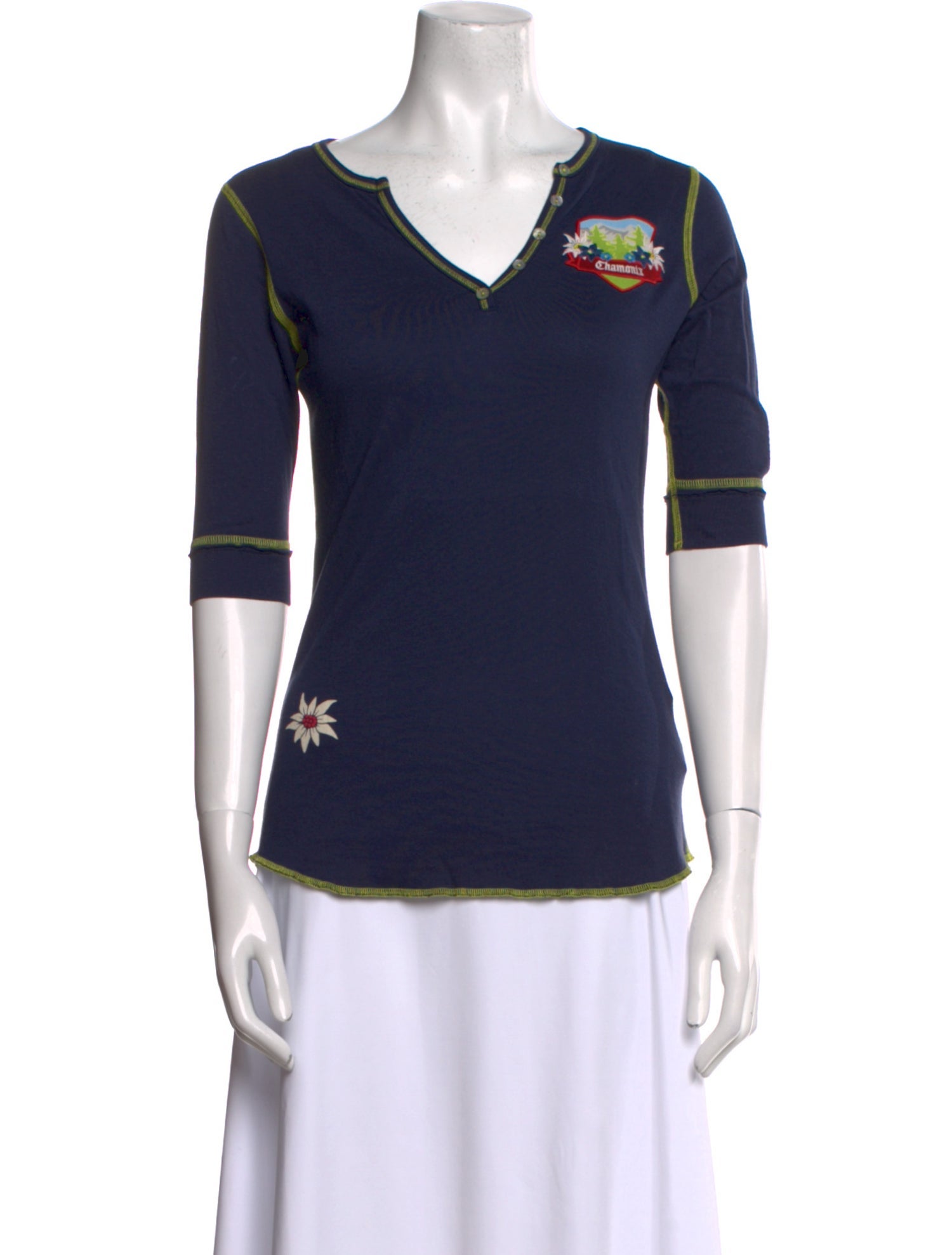 Alp N Rock V-Neck Three-Quarter Sleeve T-Shirt