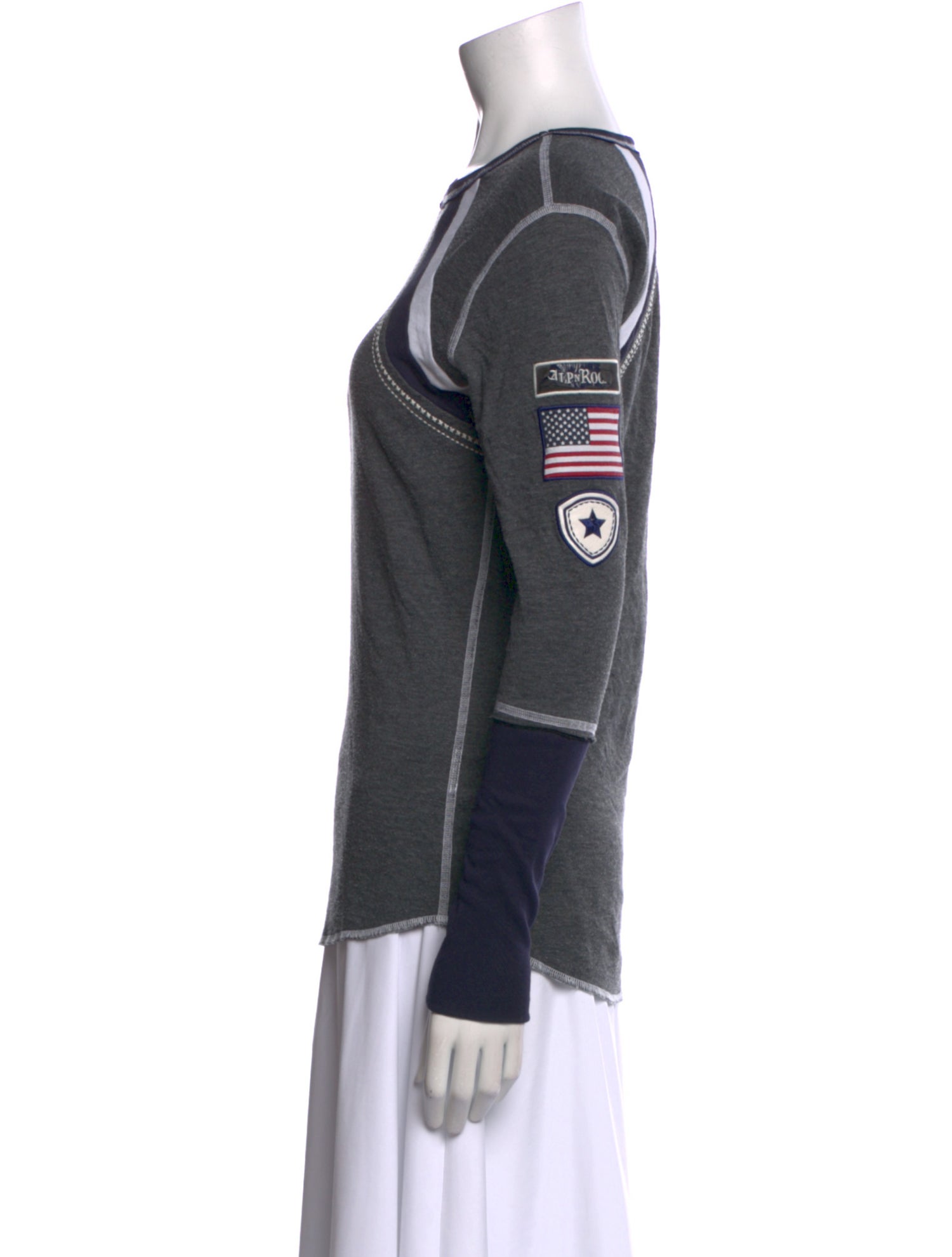 Alp N Rock Colorblock Pattern Crew Neck Top