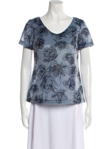 Altea Tops Floral Print Scoop Neck T-Shirt S