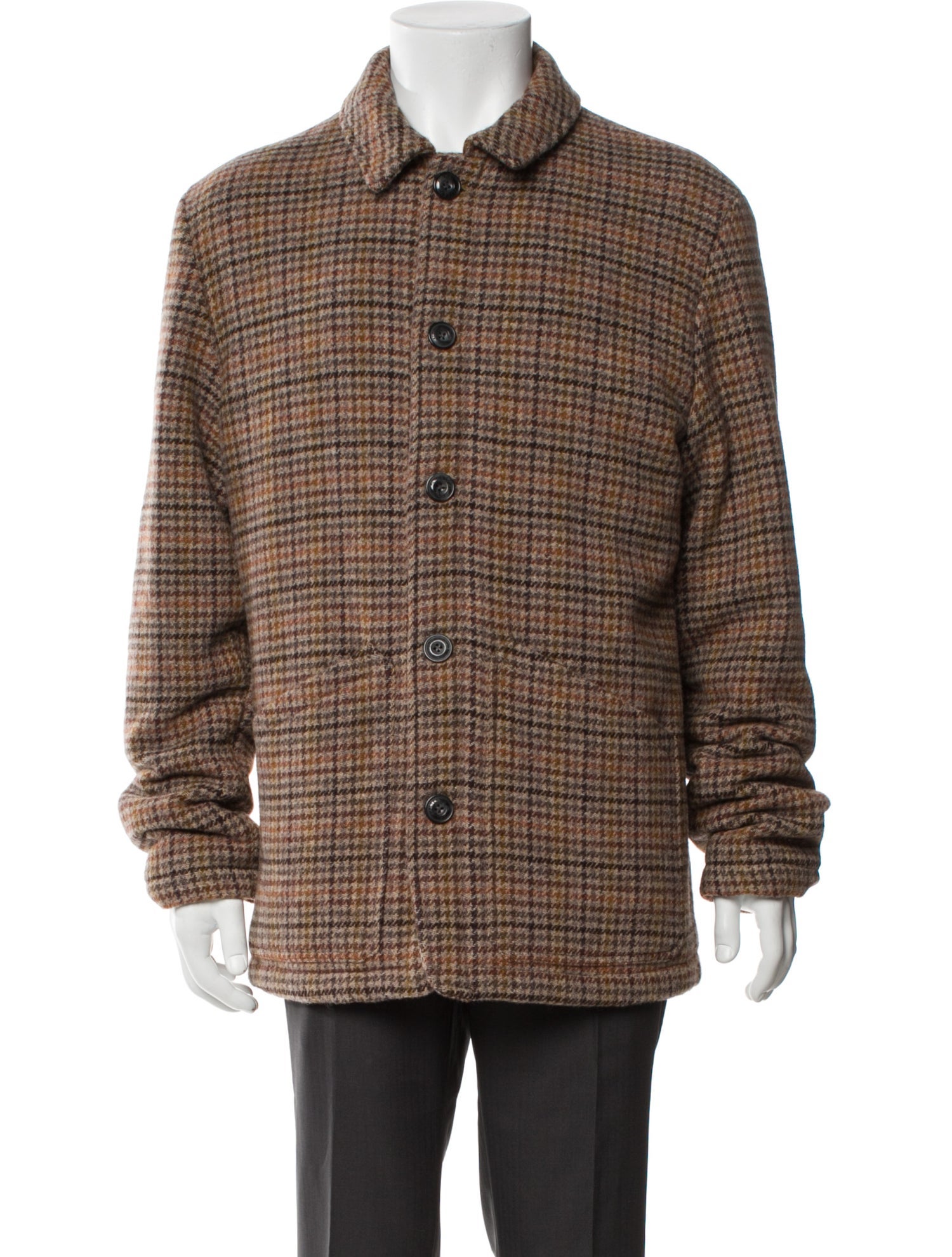 Altea Virgin Wool Houndstooth Print Peacoat