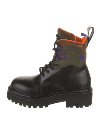 Altu Leather Colorblock Pattern Combat Boots
