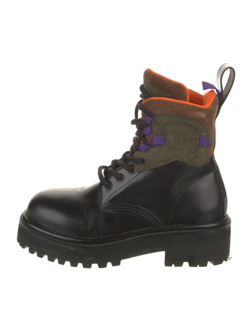 Altu Leather Colorblock Pattern Combat Boots