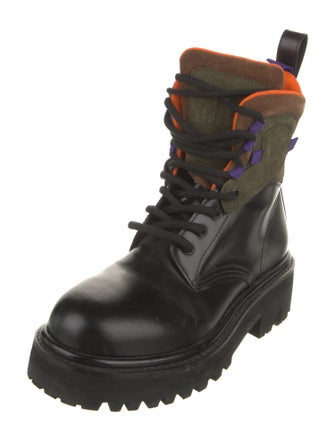 Altu Leather Colorblock Pattern Combat Boots