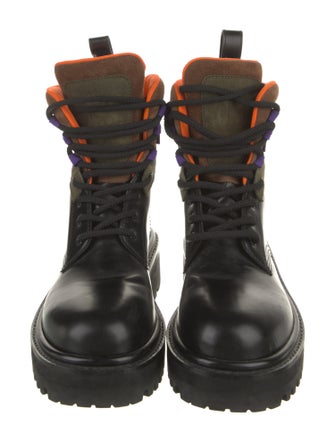 Altu Leather Colorblock Pattern Combat Boots